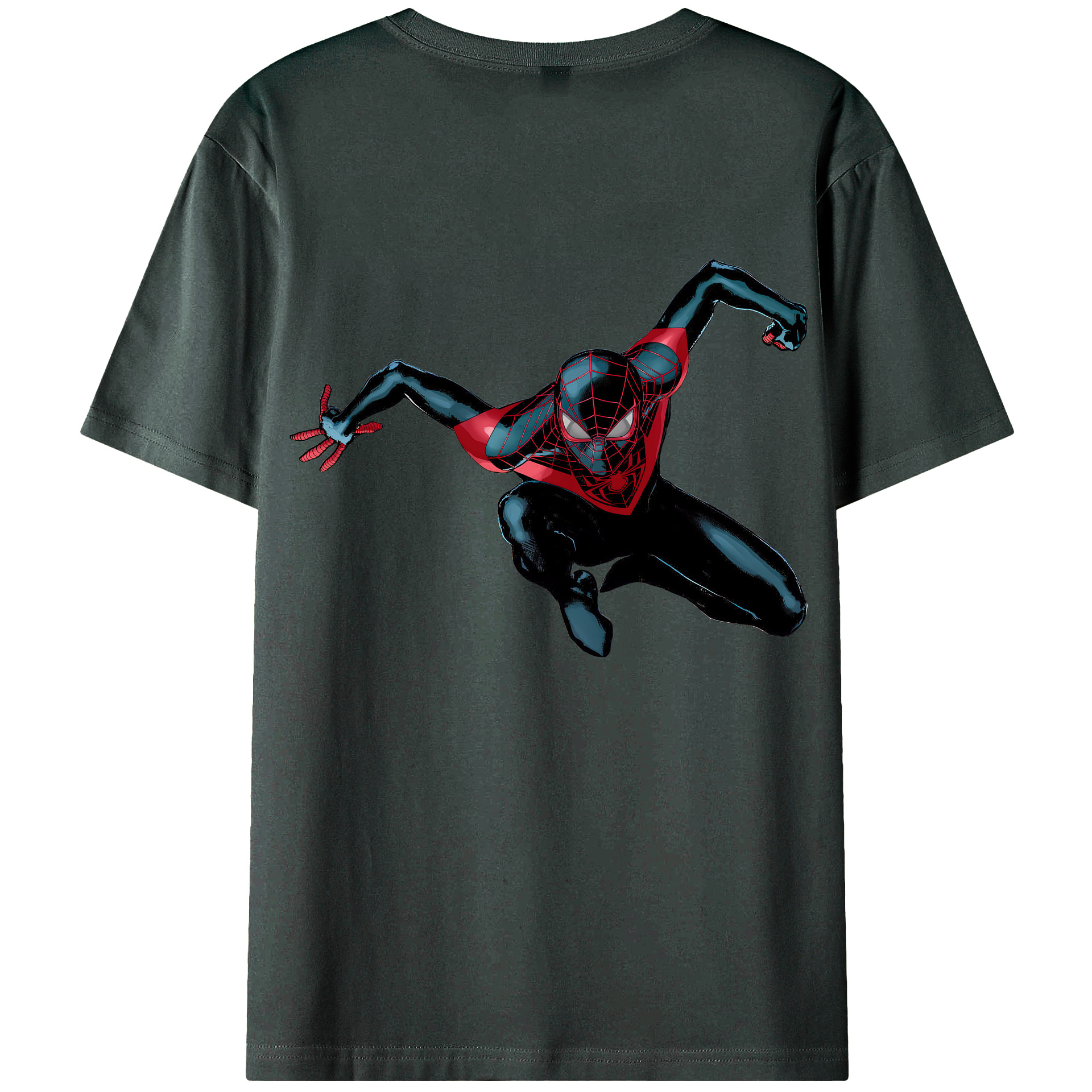（画像用） Spider Man スパイダーマン 綿100％ メンズ半袖Tシャツ（バックプリント） 通気性